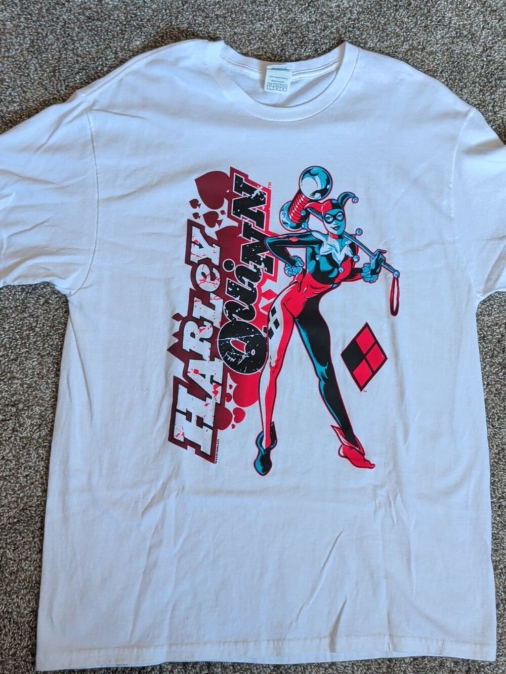 DC Comics Harley Quinn Size Large White Short Sleeve Super Hero Joker Shirt
